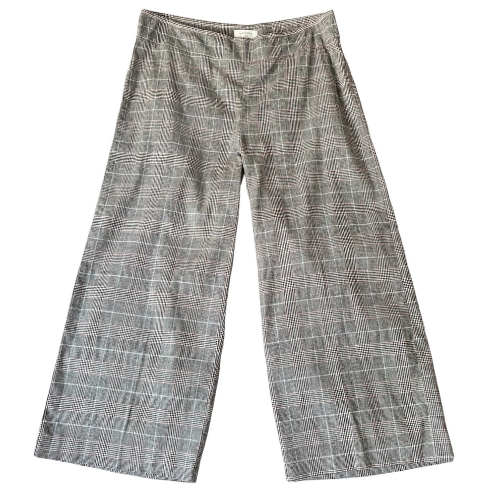 Avenue Montaigne Wide Leg Alex Pants Cropped Glen Plaid Gray size 12